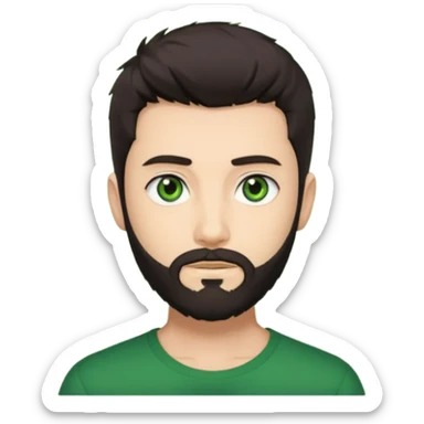 Man with a short full beard, Styled hair, Best looking man in the planet, onepiece style dark hair, green ejey, more anime style sticker
