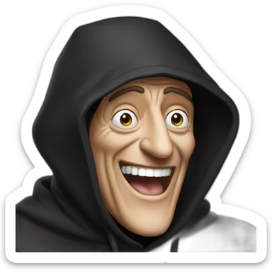 marty feldman with black hood laughing sticker
