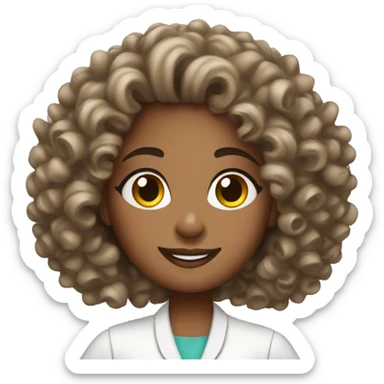 Nail tech girl curly hair  sticker