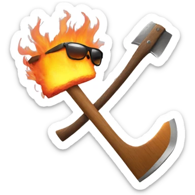 Axe on fire with sunglasses  sticker