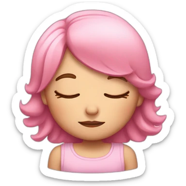 a sleepy girl with pink hair sticker