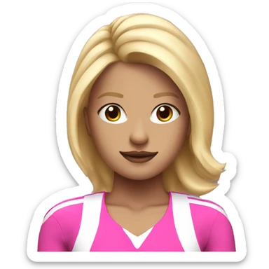 cheerleader with blonde hair and pink outfit sticker