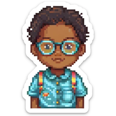 Black child wearing glasses sticker