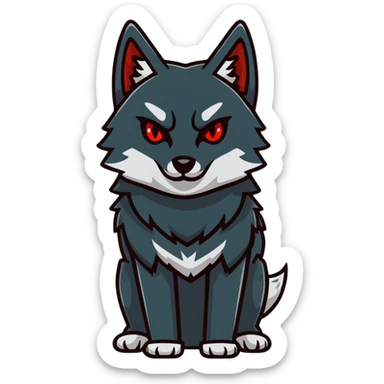 menacing black wolf with bright red eyes sticker