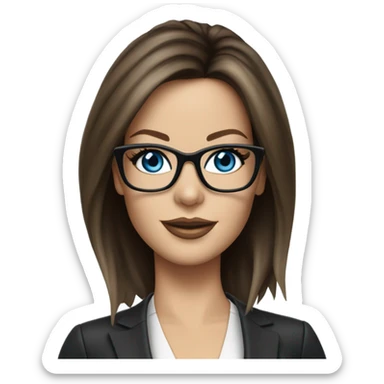 Lifelike Kate Beckinsale blue eyes wearing glasses in a business dress sticker