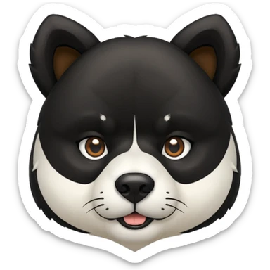 Black, wide, Akita dog head, bear like, with pointy ears  sticker