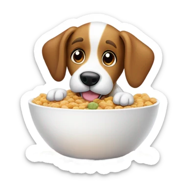 A dog eating a bowl of cereal  sticker