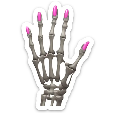 Skeleton hand 5 fingers with pink polish nails minimalistic  sticker