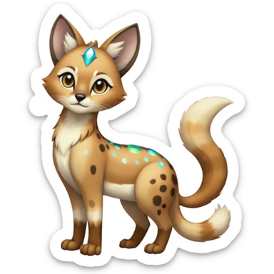 galactical shiny white-stars-spotted glorious iridescent divine exotic cute cool beautiful realistic Meloetta-caracal-civet-sergal-oncilla-animal-Fakémon-hybrid-fursona (full body) sticker