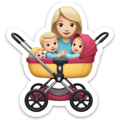 baby stroller with baby inside and mother pushing it, Emoji sticker