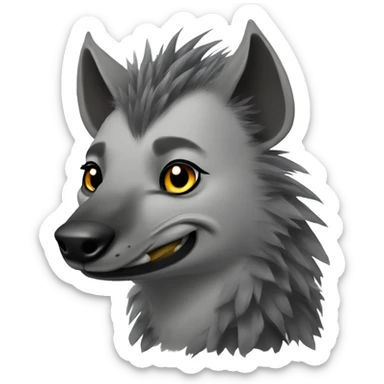 Gray hyena with hawk hair style grinning  sticker