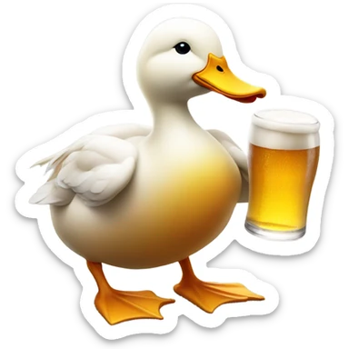 real duck holding a beer sticker