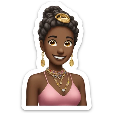 smiling girl with jewelry  sticker