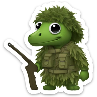 Chamäleon in Ghillie suit sticker