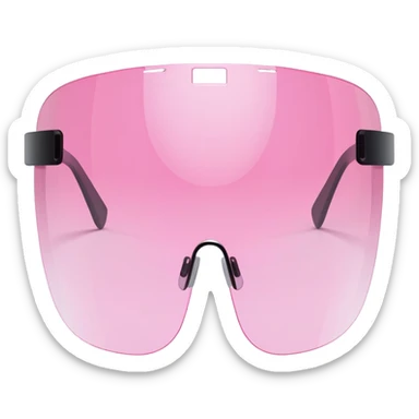 pink tinted shield visor glasses, frameless Y2K style, one continuous lens, minimalist design sticker