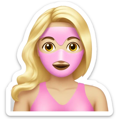 Blonde lady with face mask pink spa relaxing  sticker