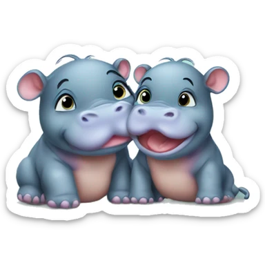 baby hippo giving a kiss sticker