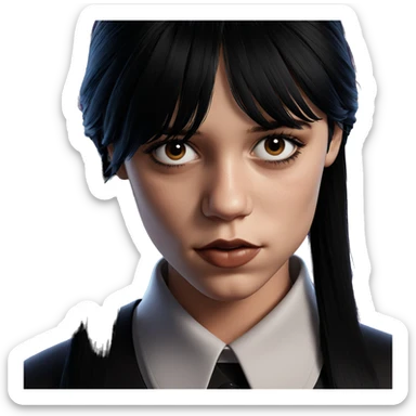 girl with black hair portrait sticker
