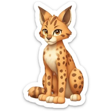 Anthro Beige-Orange-Brown Spotted Fur-Sona-Fakemon Lynx-Caracal Full Body sticker