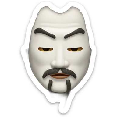 noh-mask-longhair-japanese-kimono-massive-man sticker