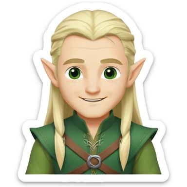 Legolas smiling, pointed ears, green outfit sticker