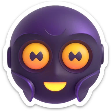 futuristic emoji with sinister look, holographic elements, 3D shading sticker