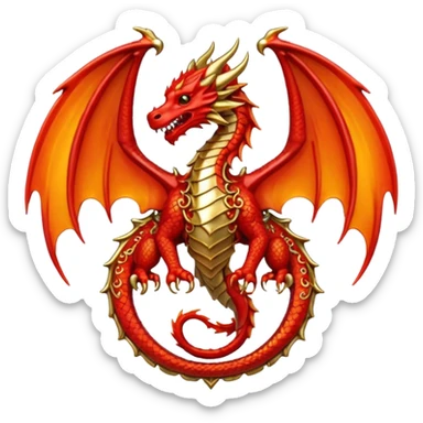 Simple fiery royal Dragon crest/brosch sticker