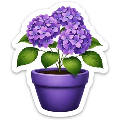 purple hydrangeas flower pot sticker