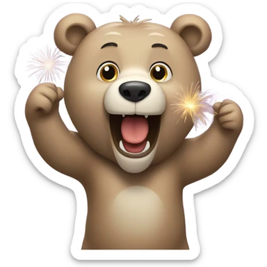 Bear celebrating new years sticker