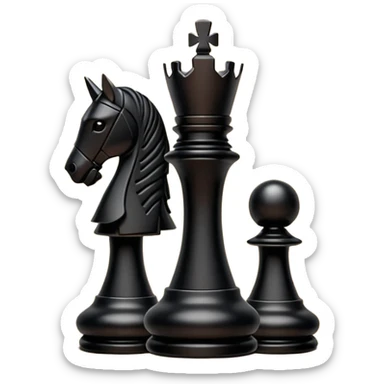 black chess pieces, knight piece sticker