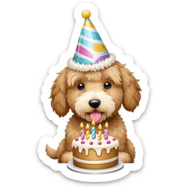 Goldendoodle eating birthday cake  sticker