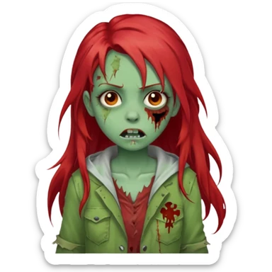 i want a zombie girl emoji with long red hair sticker