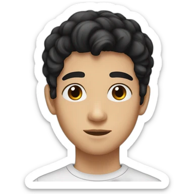 A 15 years old boy with black hair and dark brown eyes  sticker