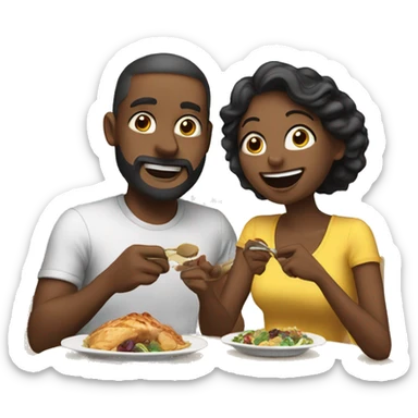 Husband and wife eating dinner  sticker