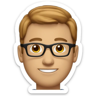 -Men-with-black-glasses-blue-eyes-and-short-chestnut-hair-with-abs sticker