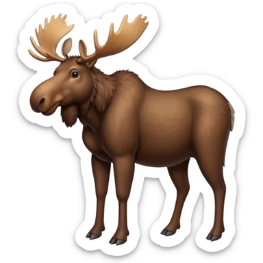 A high-resolution digital illustration of a full body moose in a clean, semi-realistic style. The noble moose is shown full body sticker