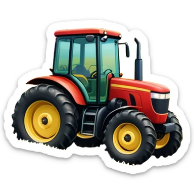 An icon showing close-up tractor in a colorful rural landscape, inspired by Farming Simulator 22. The design features vibrant fields, barns, and crops under a bright sky, with tractors working the land. The peaceful and immersive farming environment is highlighted with a transparent background sticker