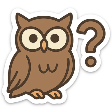 flat toon style symbol for philosophy, such as an owl or question mark sticker