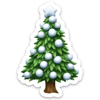 an undecorated christmas tree with snow on the leaves sticker