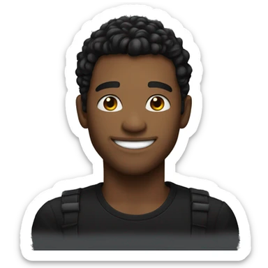 smiling solo in black shirt with less poofy hair sticker