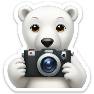 Cute Polar bear holding a Camera  sticker