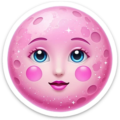 Pink sparkly moon sticker