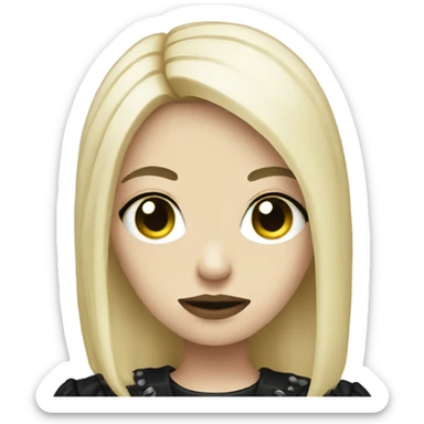 Blonde goth girl holding skull sticker