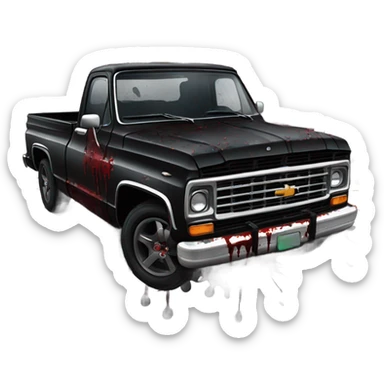 Gothic pickup truck with blood sticker