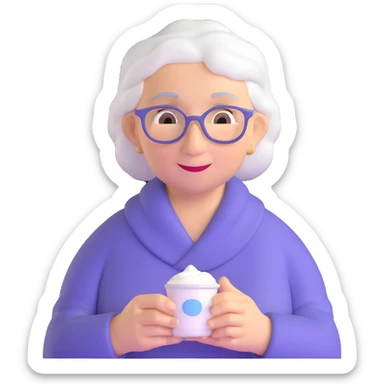 grandmother offering yogurt sticker