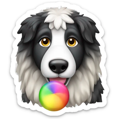 sheepdog dog with rainbow chew toy sticker