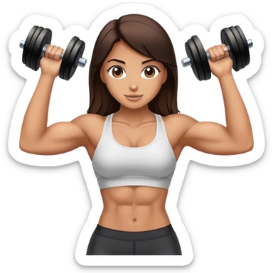 brunette girl with abs lifting weights sticker