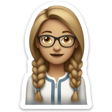 Girl with light brown hair and glasses sticker
