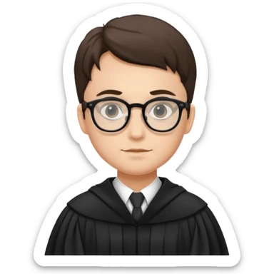 Young judge with glasses and robe sticker