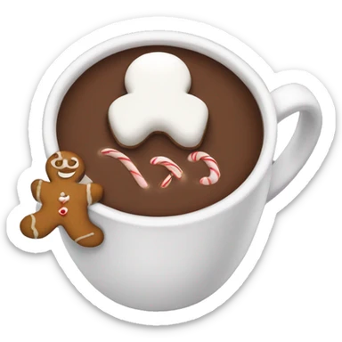 Hot chocolate with gingerbread man cookie  sticker